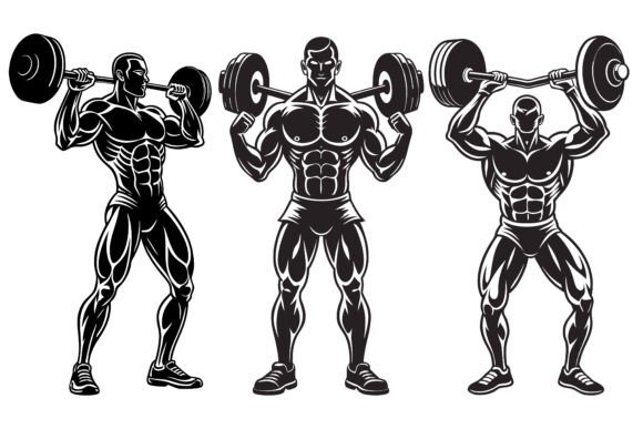 A Man Weight Lifter Silhouette Bundle: Dynamic Design Assets