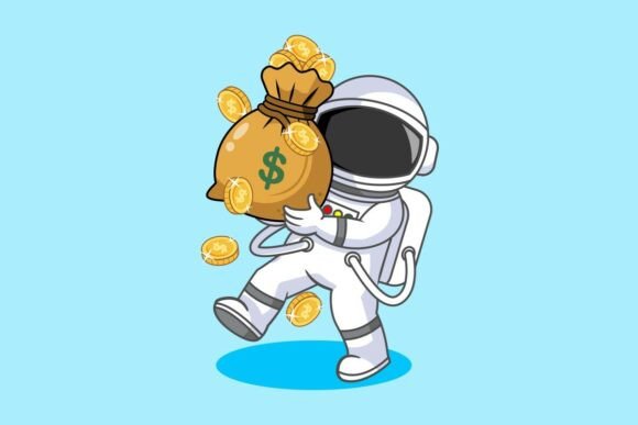 Astronaut Carry Heavy Money Bag: A Visual Metaphor for Ambition