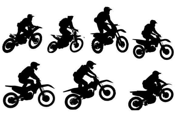 Biker Rider Silhouette Lifts the Front: Dynamic Design Asset