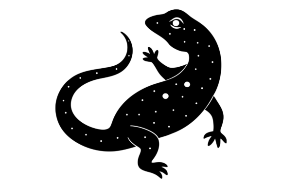 Black Silhouette of a Spotted Lizard: A Dynamic Design Asset