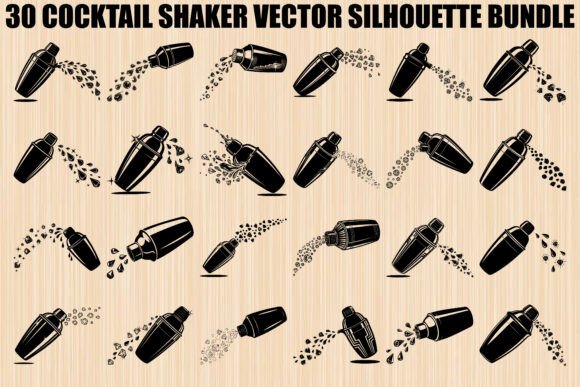 Cocktail Shaker Silhouette Bundle: Dynamic Vector Art for Modern Design