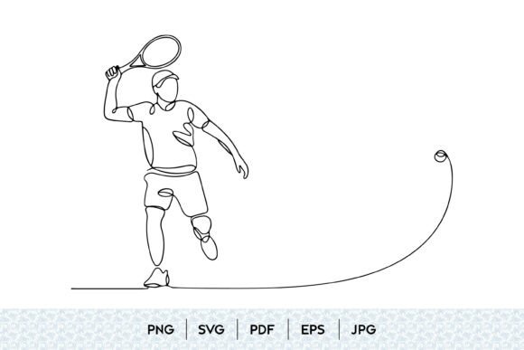 Dynamic Tennis Player Line Art SVG for Creative Projects