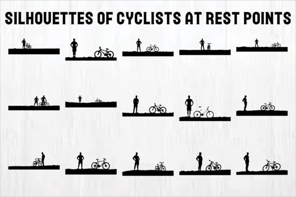 Dynamic Visuals: The Cyclist Silhouettes with Bicycle Set