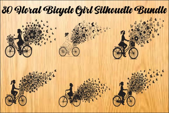 Embrace Effortless Charm: The Floral Bicycle Girl Silhouette Bundle