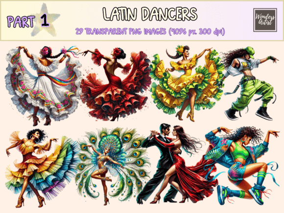 Infuse Your Projects with the Rhythm of Latin Dancers P1 Clipart