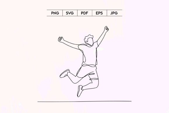 Jumping Winner Line Art: Energy in Motion