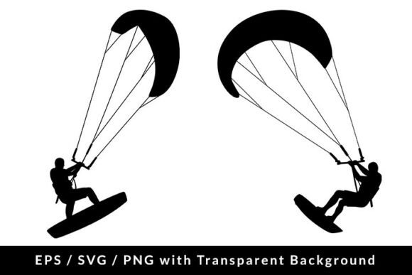 Kitesurfer Silhouette SVG EPS PNG: Dynamic Design Assets