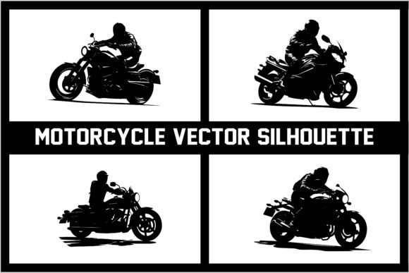 Modern Motorbike Silhouettes Vector: A Designer's Go-To Asset