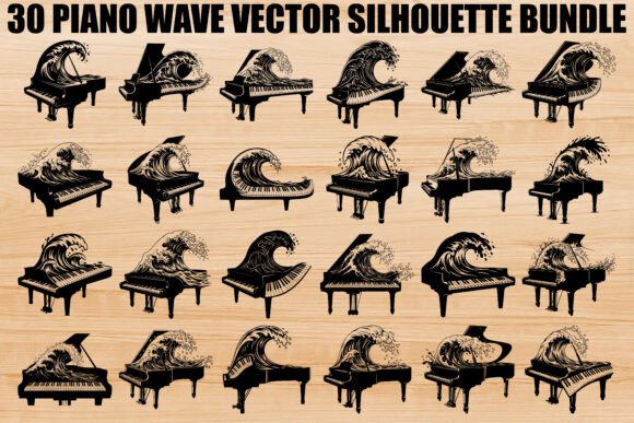 Piano Wave Silhouette Bundle: Where Music Meets Motion