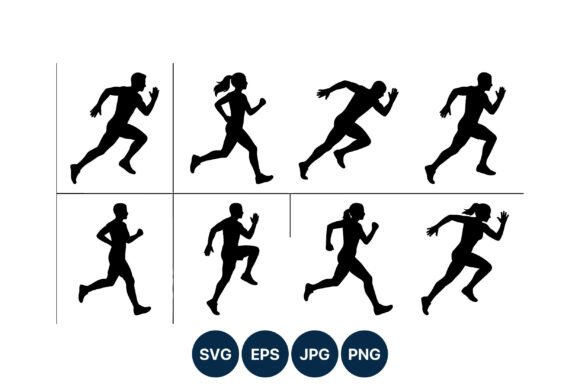 Running Men and Women Silhouettes: Dynamic Vector Art for Every Project