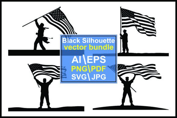 Silhouettes American Flag People Flags for Patriotic Designs