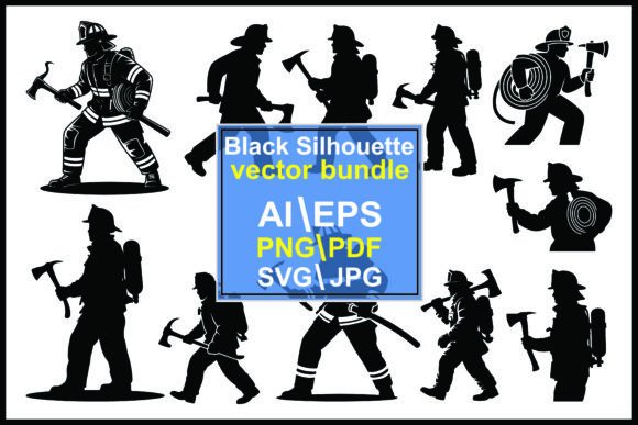 Silhouettes of Firefighters Axes Hoses: A Design Asset for Bold Storytelling