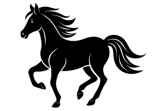 The Dynamic Appeal of a Black Horse Silhouette with Flowing Mane