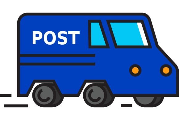 Vehicle with Post Sign: The Post Service Car Graphic