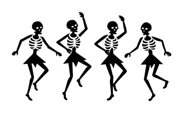 Vintage Skeleton Dance Halloween Art: A Spooky Design Asset