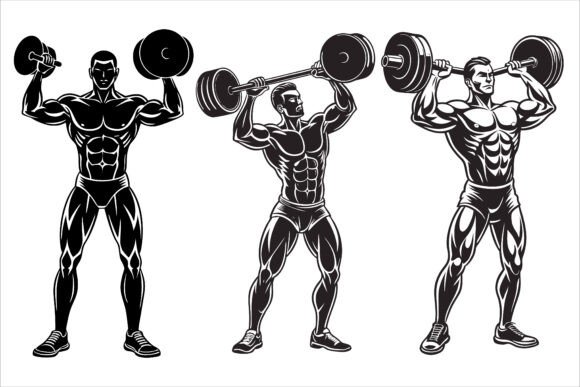 Weightlifting Sport Silhouettes: Dynamic Design Assets